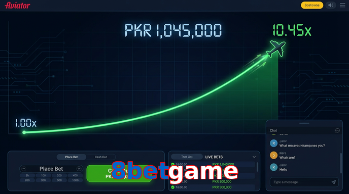 Main screen of 8Betgame aviator page for PK players